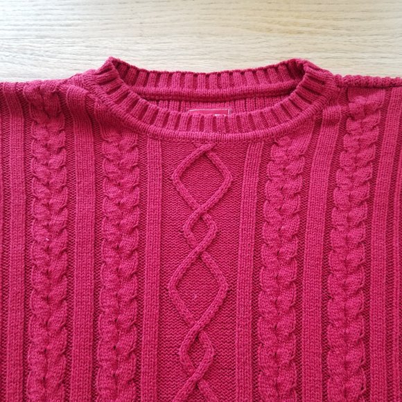 Chaps Denim Men's Long Sleeve Sweater Large Red Cotton EUC - Picture 1 of 9